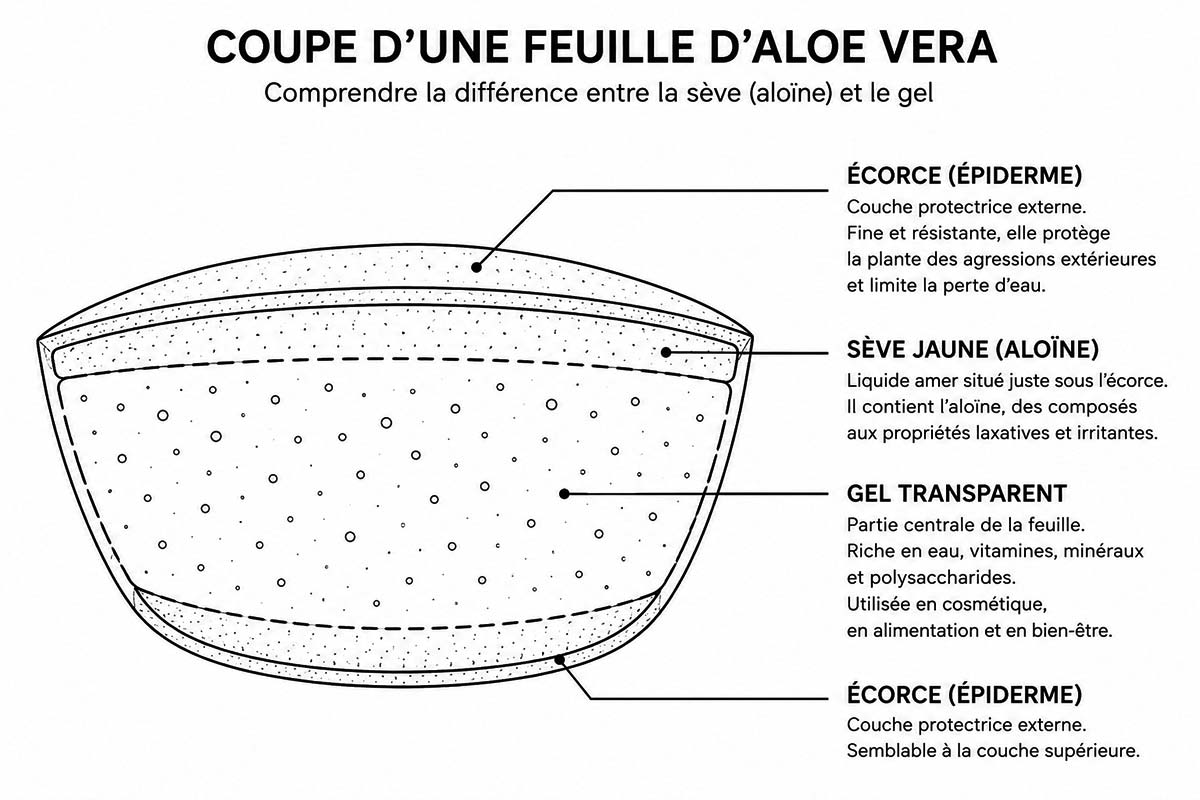 Différence entre sève (aloïne) et gel d'aloe vera