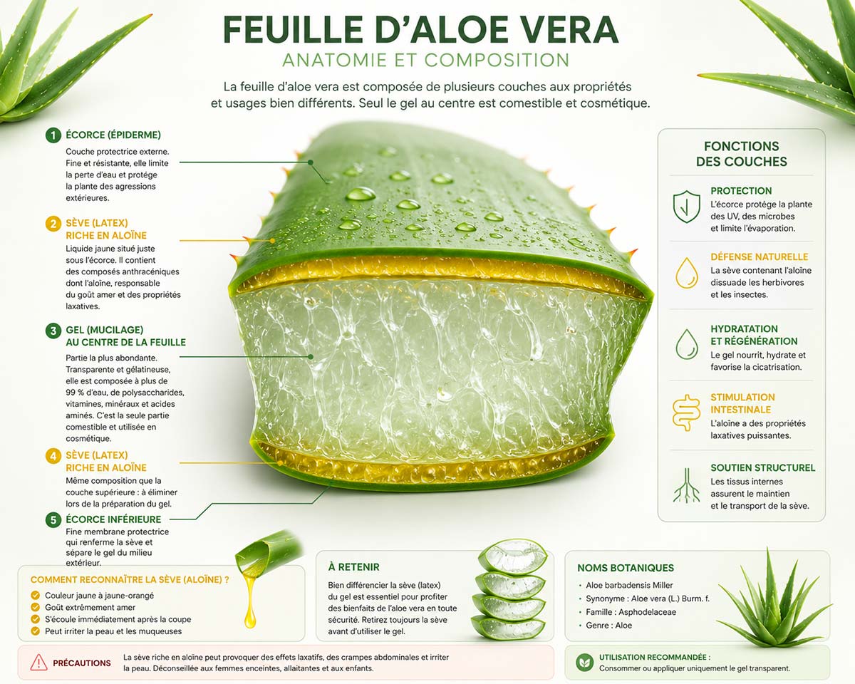 Composition d'une feuille d'aloe vera